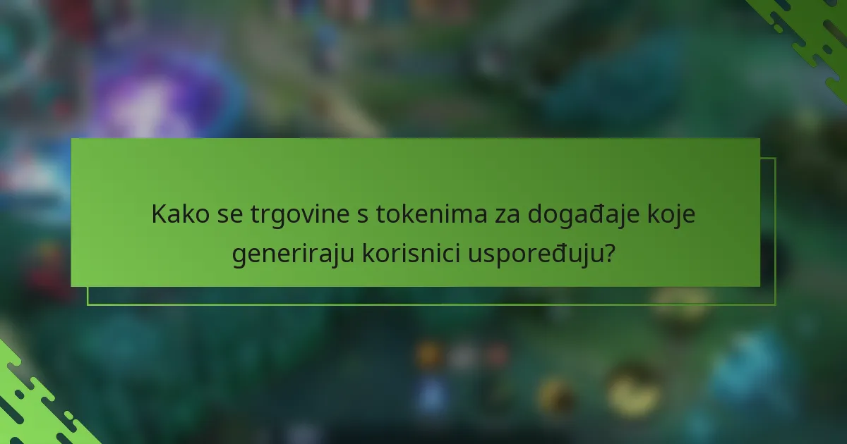 Kako se trgovine s tokenima za događaje koje generiraju korisnici uspoređuju?